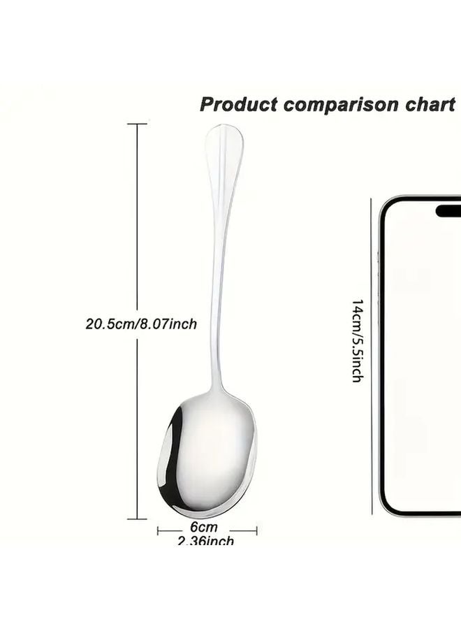 5pcs Premium Stainless Steel Serving Spoon Set Mirror Polished Dishwasher Safe 8 07inch Silver - Image 3